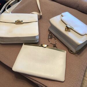 Vintage/Retro 1960’s to 1970’s White Leather Women’s Lot of 3 Purses